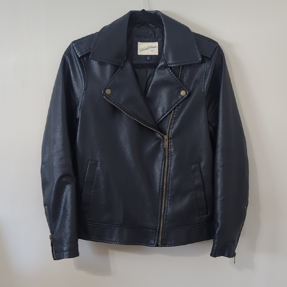 Universal Thread Faux Leather Black Moto Jacket Women's Size Small